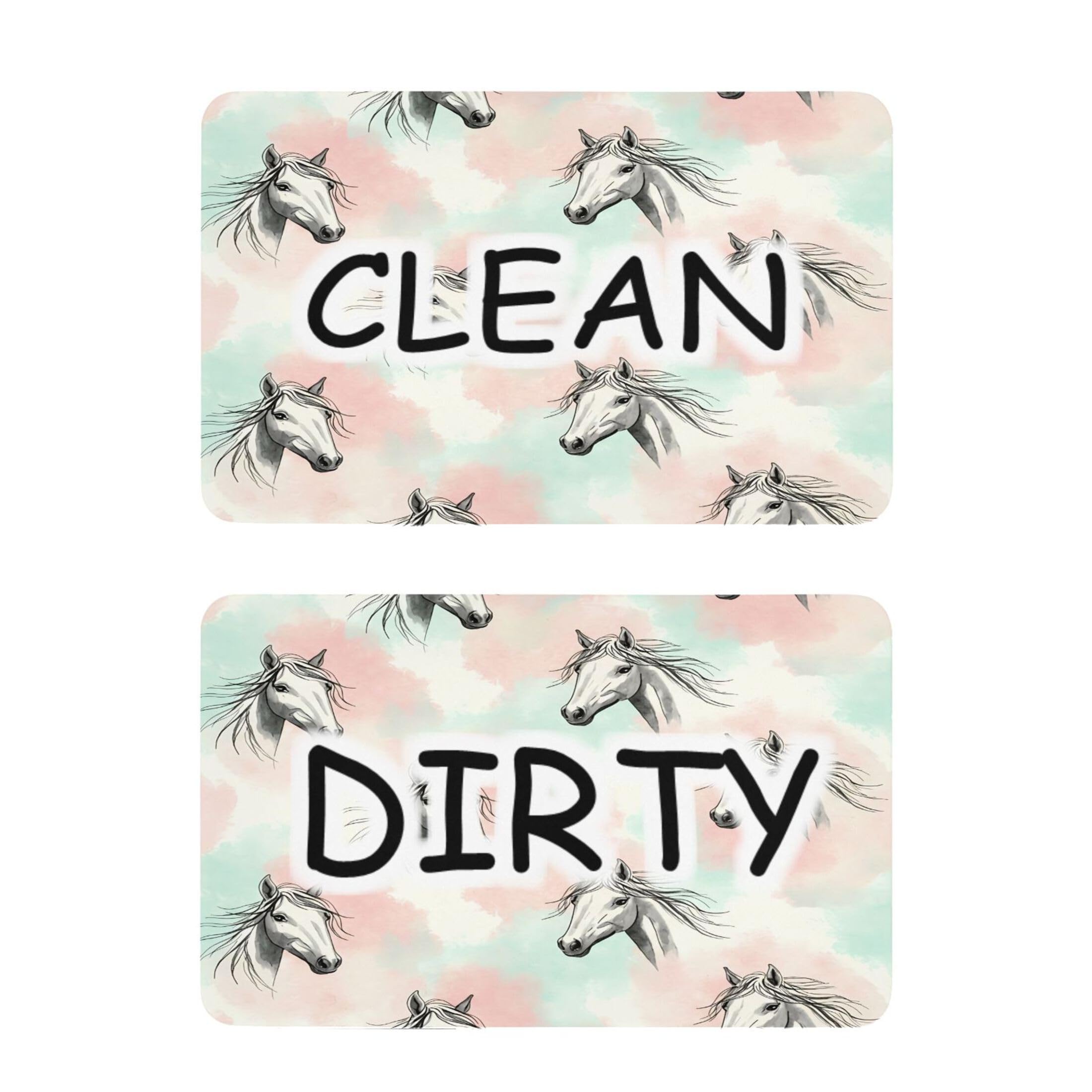 Kutsu Dishwasher Magnet Clean Dirty Sign Indicator, Horses Fridge Magnet, Easy to Read, 2 Pack