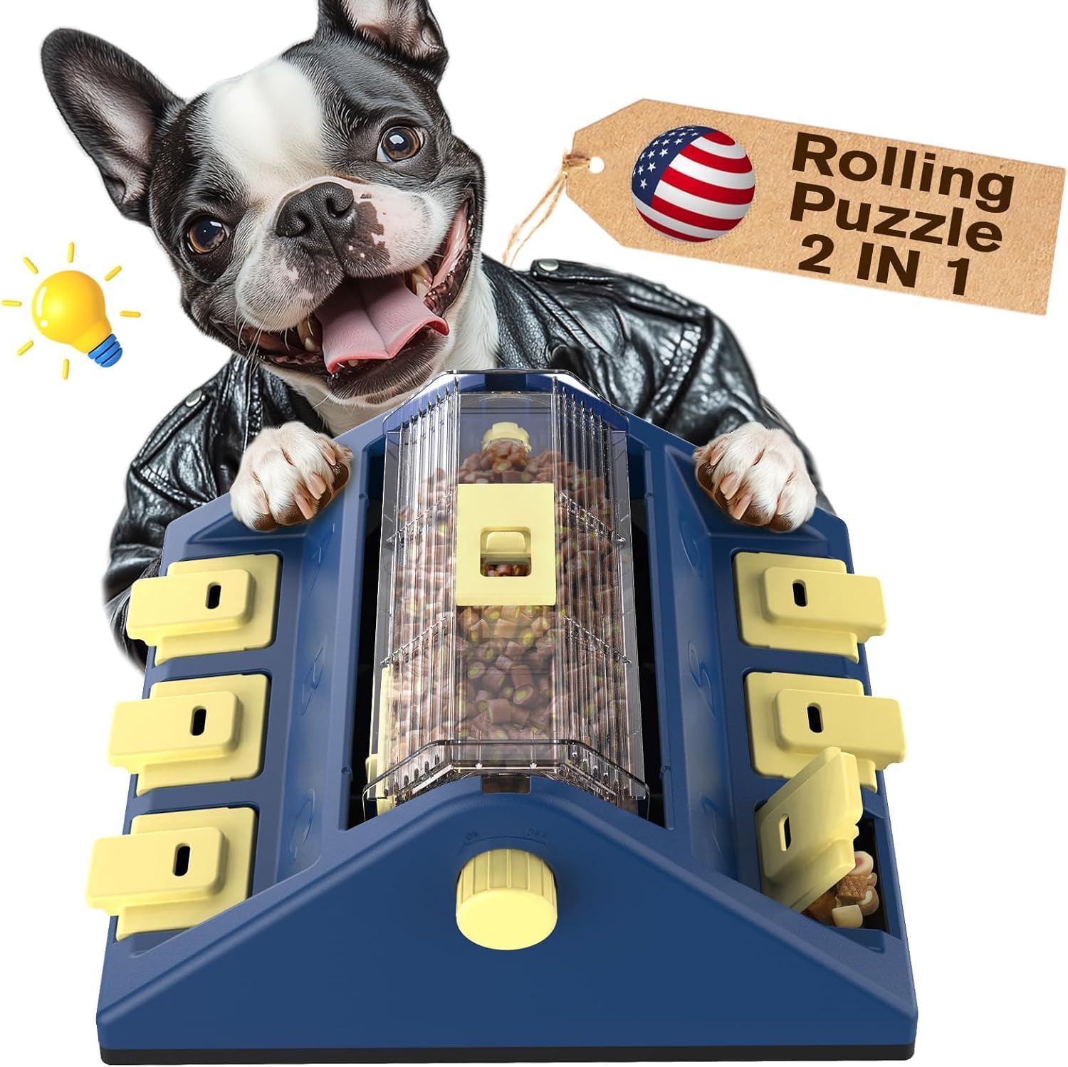 KADTC 2 Levels of Challenge,Large Size,Paw-Activated Rolling Dog Puzzle Feede...