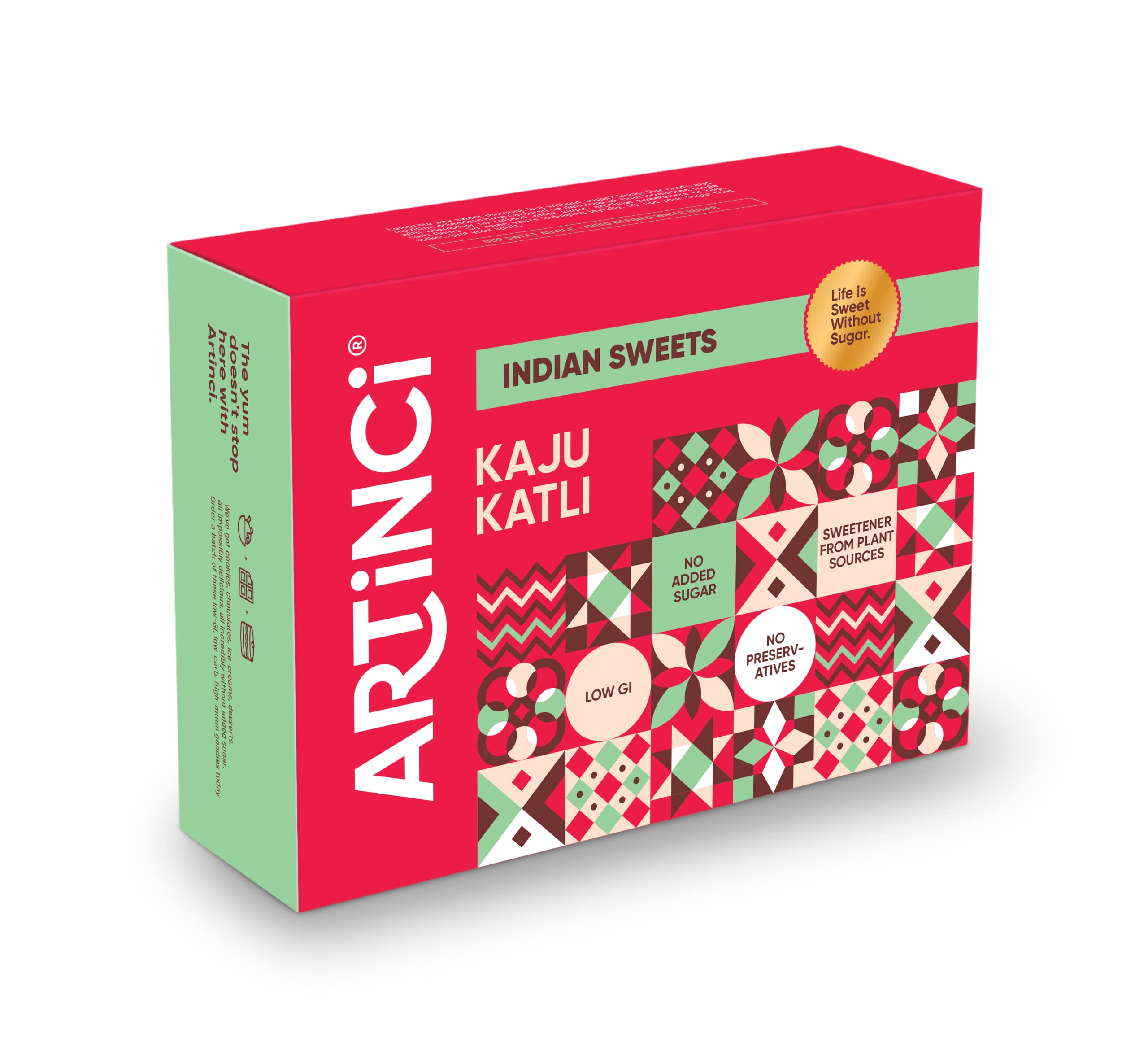 Artinci Sugar Free Kaju Katli | Low carb, Keto Friendly | Pure, Tasty & Healthy Indian Sweets | Vegan Made with pure Cashew Nuts | Ideal for Special Occasion & Festivals | Sugarfree Mithai (200g)