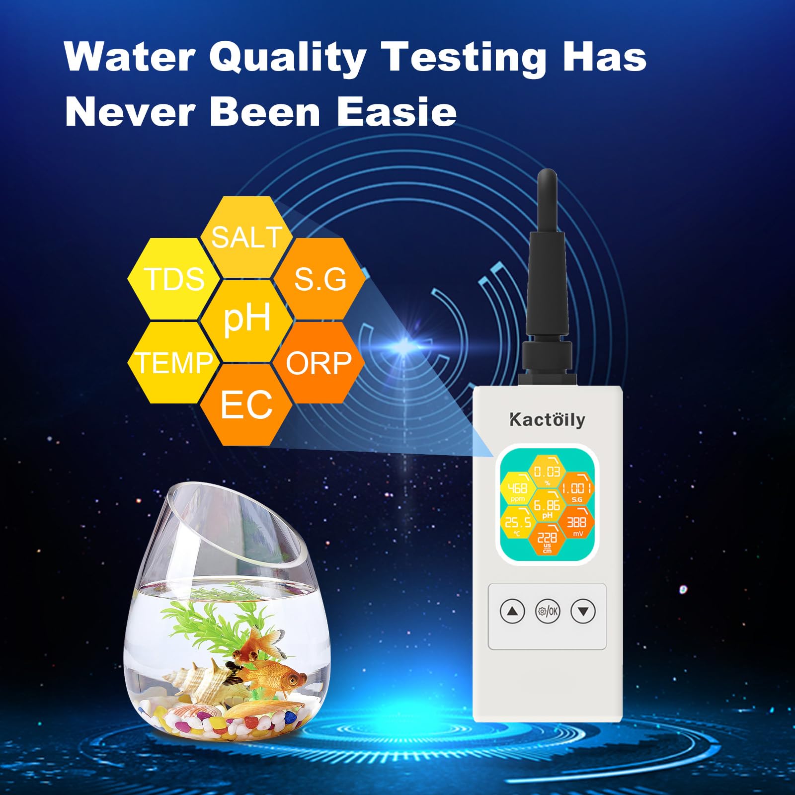 TEKCOPLUS Medidor de pH Digital WiFi Monitor de Calidad del Agua con Sonda para Acuarios Hidroponía