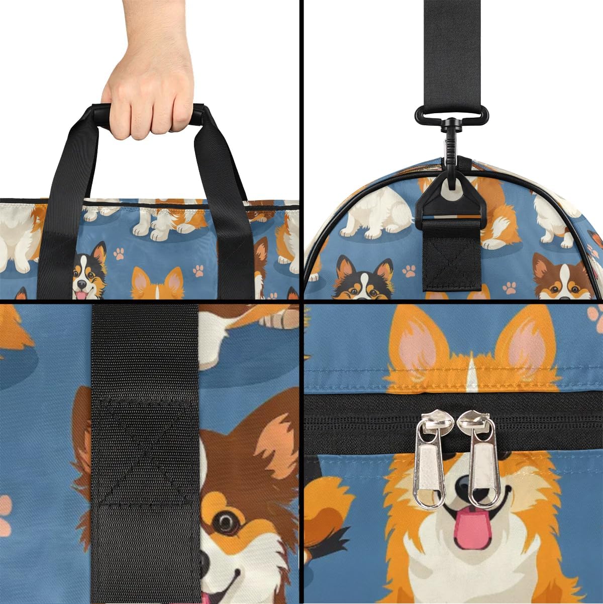 Dogs Funny Pattern Gym Bag for Women Duffle with Shoes Compartment Men Weekender Duffel Bags for Travel Sports Swimming Overnight Dance