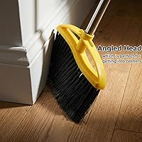 Vista 7 de Escoba de cerdas suaves para interiores, escoba angular con mango largo, escobas de barrido suave para pisos, escoba de cocina