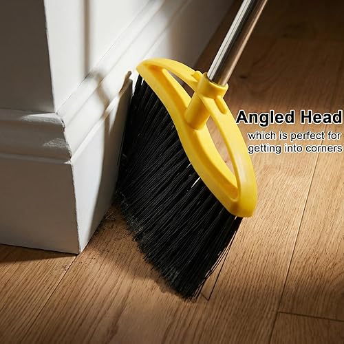 Miniatura 7 de Escoba de cerdas suaves para interiores, escoba angular con mango largo, escobas de barrido suave para pisos, escoba de cocina