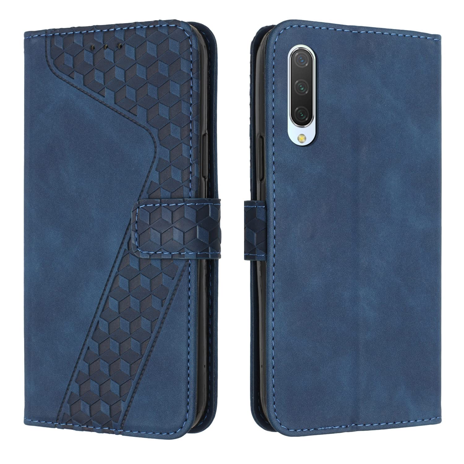 Funda para Xiaomi Mi CC9E/Xiaomi Mi A3, PU Cuero Flip Carcasa Fundas Móvil de Tapa Libro Caso Piel PU, Billetera Tarjetero Case Telefono Cubrir Móvil Phone Cover con Cáscara de TPU (Azul)