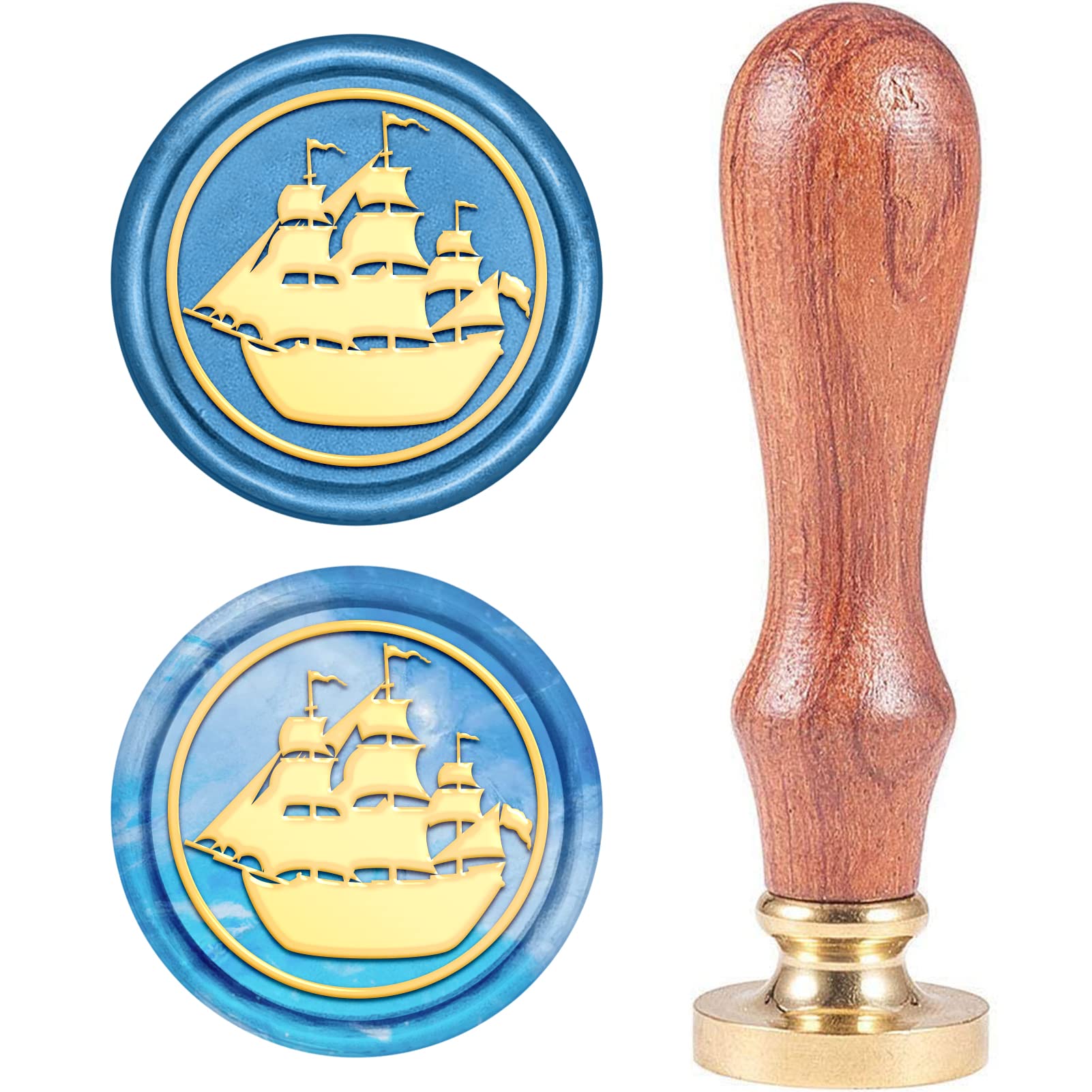 Sceau De Cire Forme Coquille - Tête En Laiton Amovible, Manche En Bois, Pour Invitations Ou Cadeaux - 10
