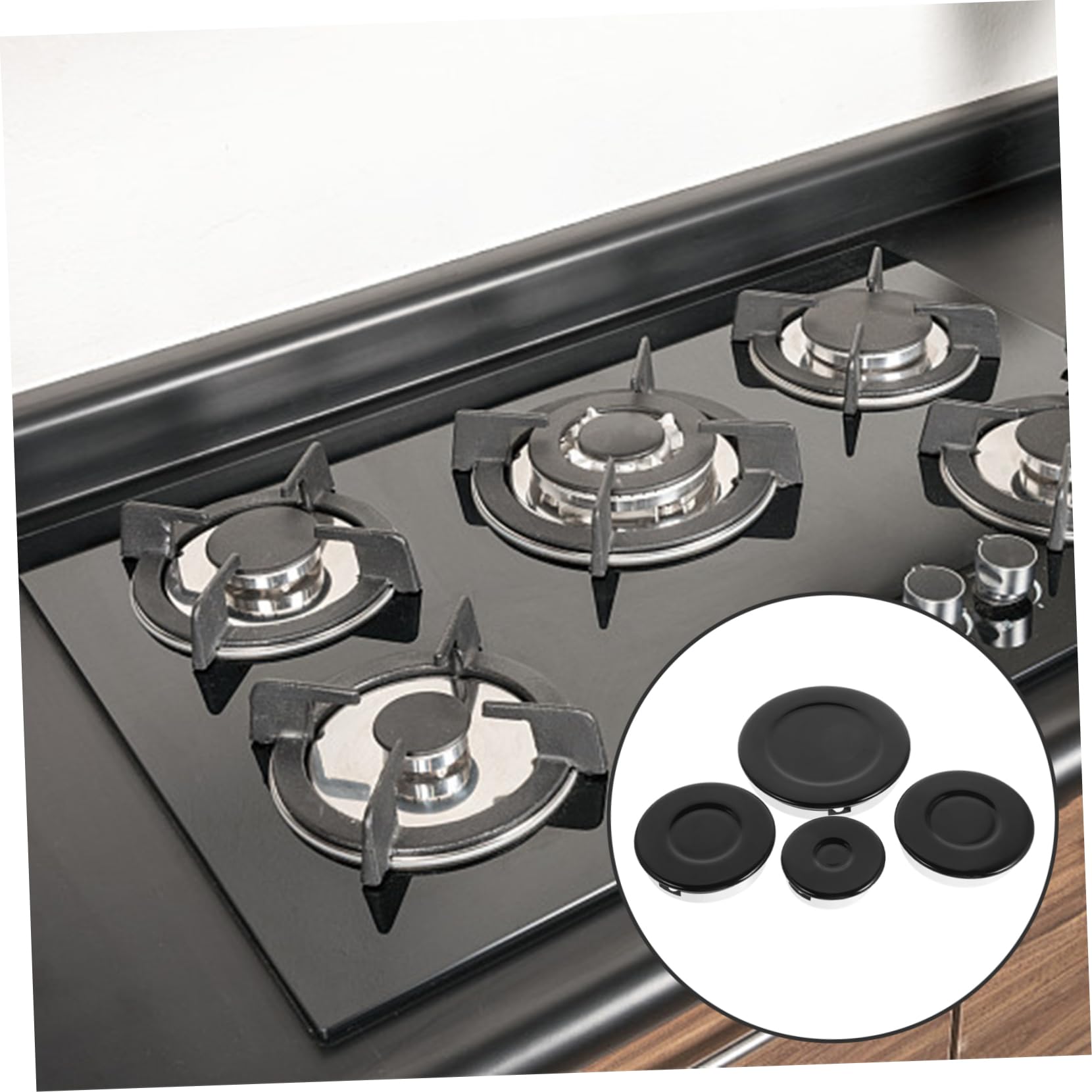 Juego de Tapas de Repuesto para Estufa de Gas Negro Aluminio E Hierro