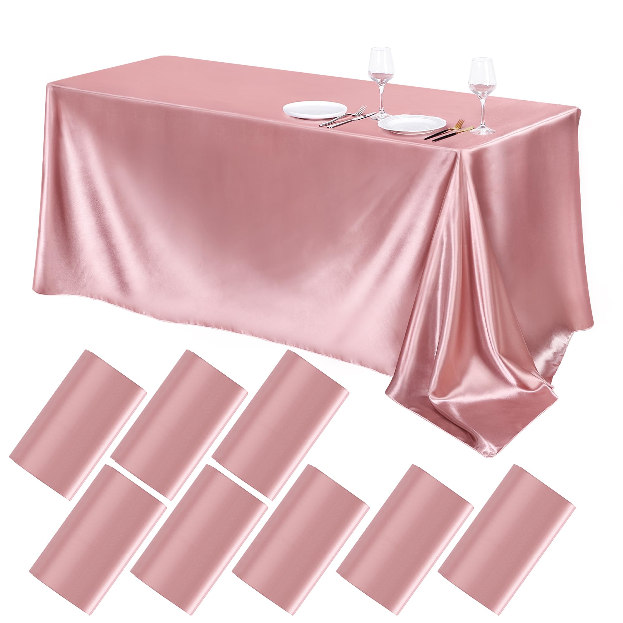 Ivory Satin Tablecloths - 4 Pack Overlay Covers -9