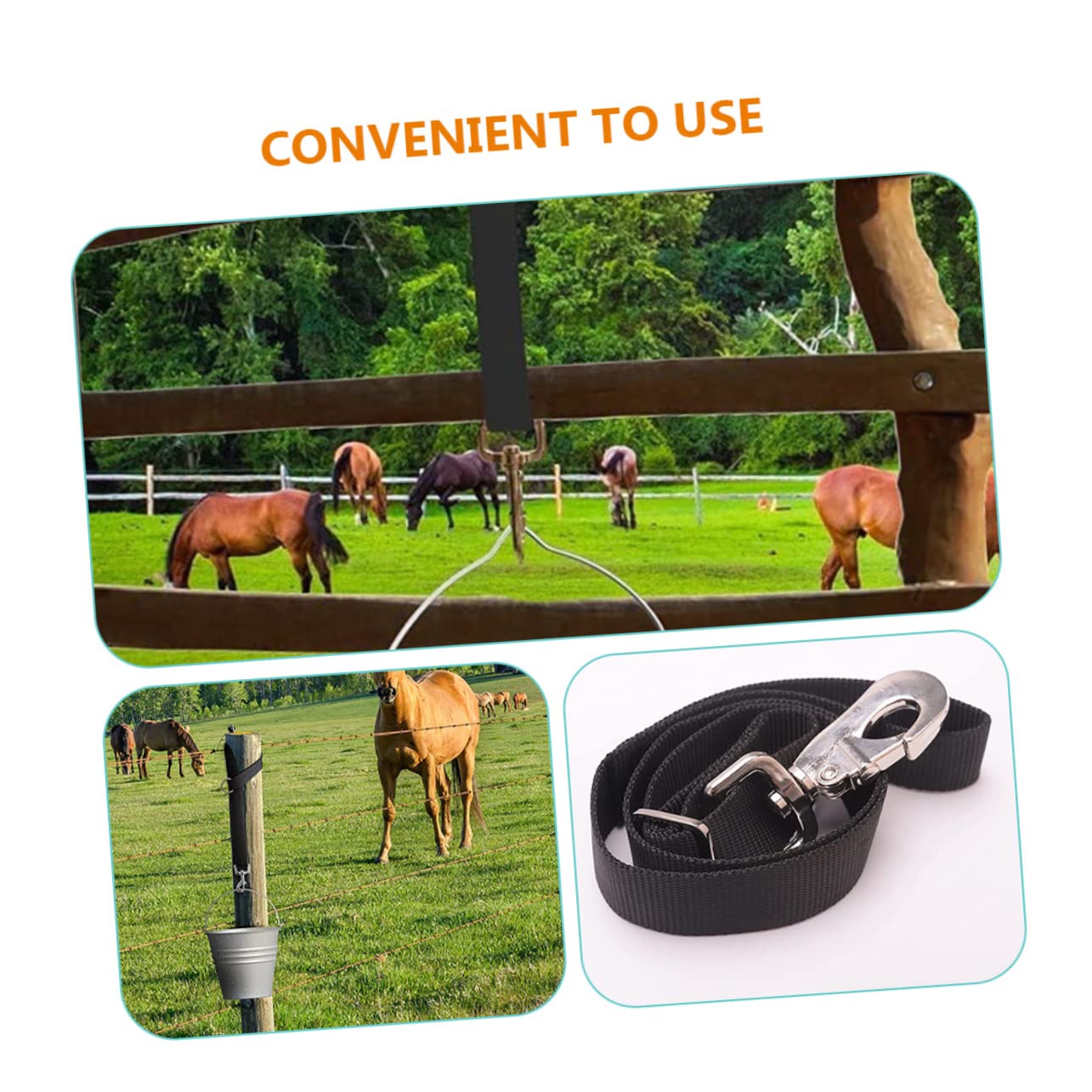BELLIFFY 3pcs Feeder Hanger Straps Black Hanger Strap for Horse Trailer Tie Reusable Bucket