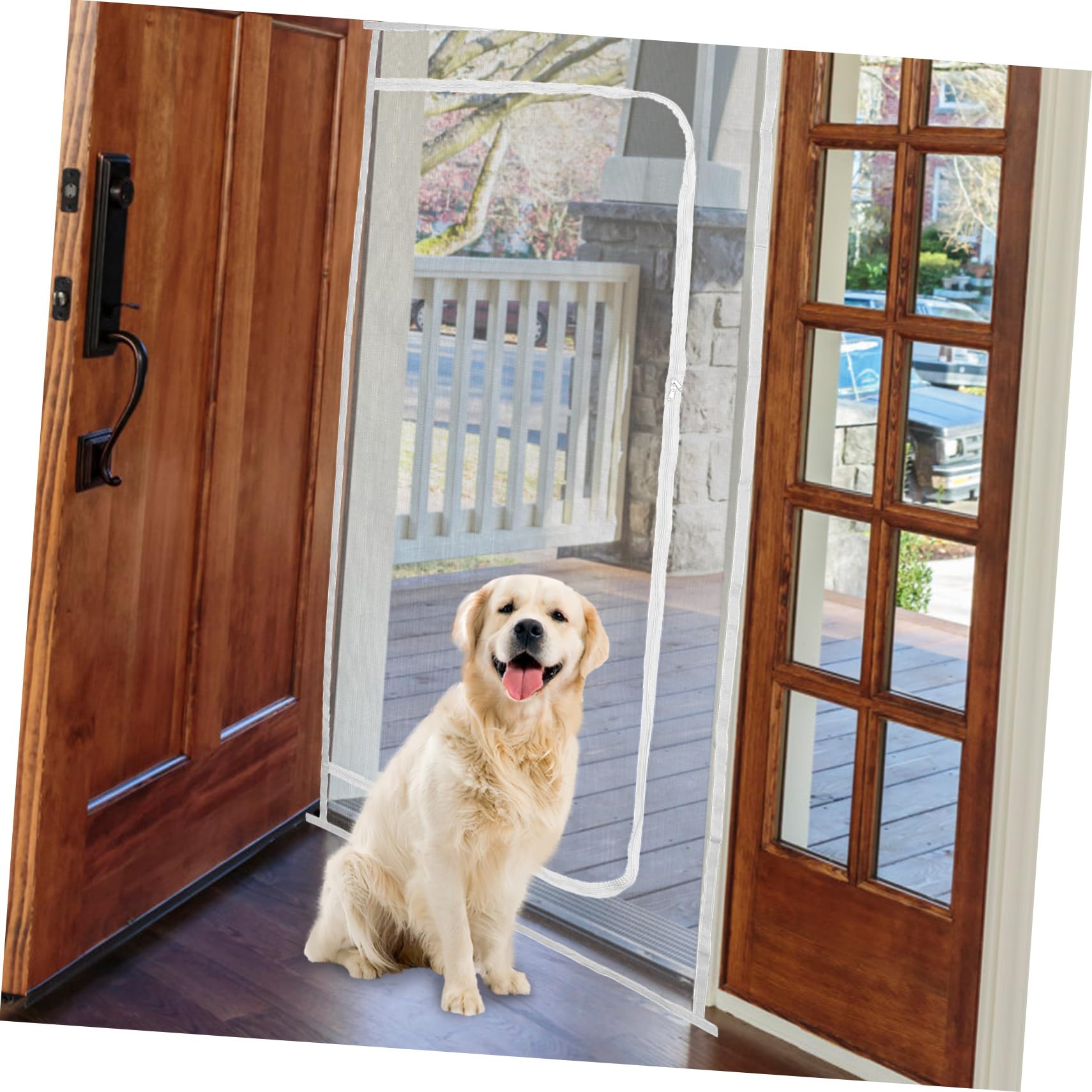 Amazon.co.jp: iplusmile ジッパー式網戸 犬用 防護メッシュドア 猫用