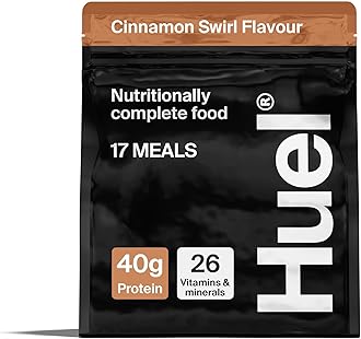 Huel Black Edition High Protein Complete Meal Replacement, 17 Meals, Cinnamon Swirl Flavour, 40g of Protein Per Serving, Ready Meals, Vegan Protein Powder, Gluten-Free, Non-GMO