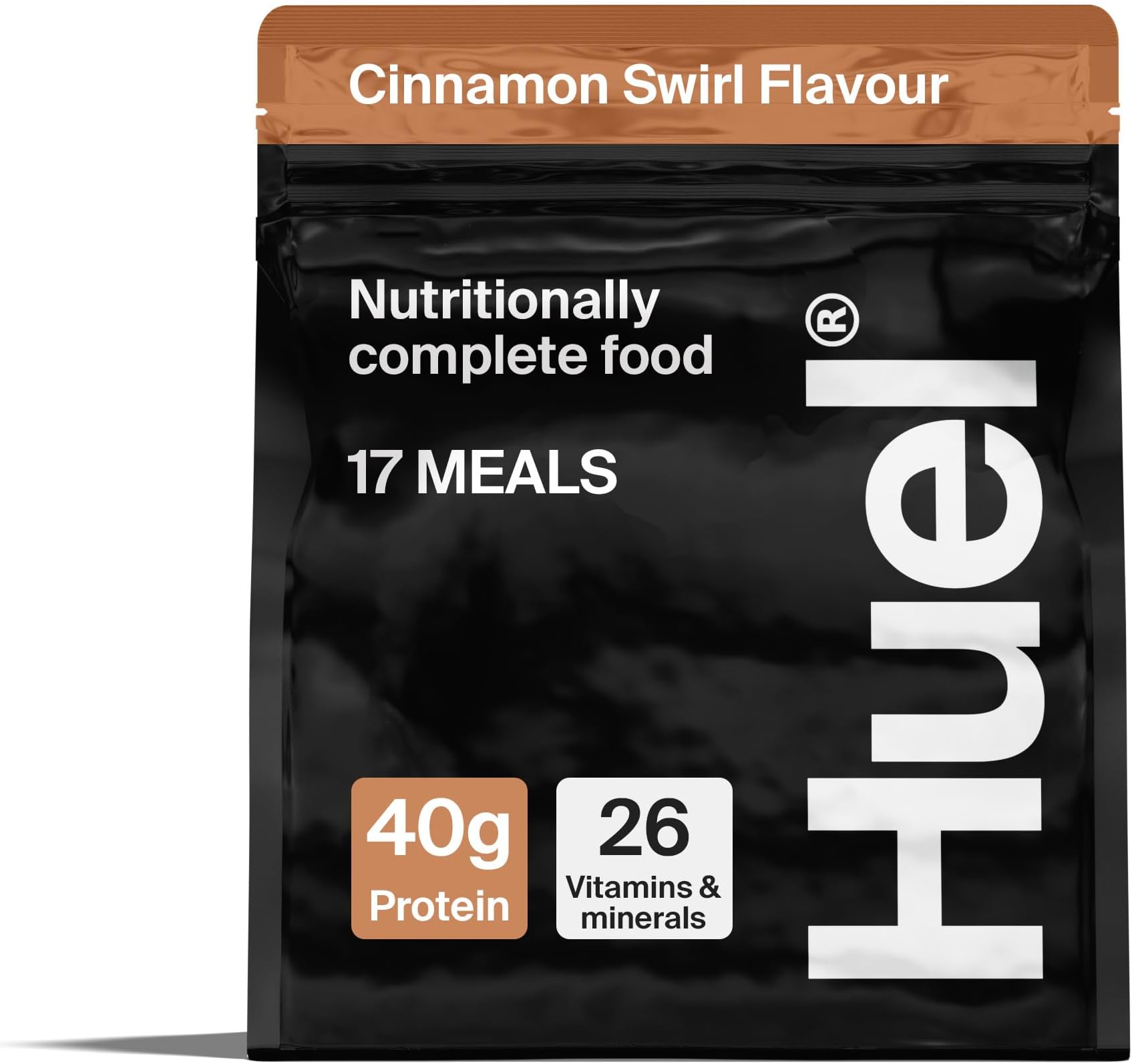 Black Edition High Protein Complete Meal Replacement, 17 Meals, Cinnamon Swirl Flavour, 40g of Protein Per Serving, Ready Meals, Vegan Protein Powder, Gluten-Free, Non-GMO