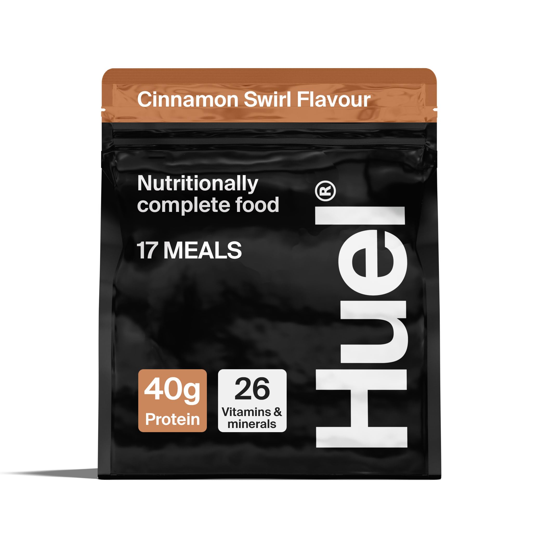 Huel Black Edition High Protein Complete Meal Replacement, 17 Meals, Cinnamon Swirl Flavour, 40g of Protein Per Serving, Ready Meals, Vegan Protein Powder, Gluten-Free, Non-GMO