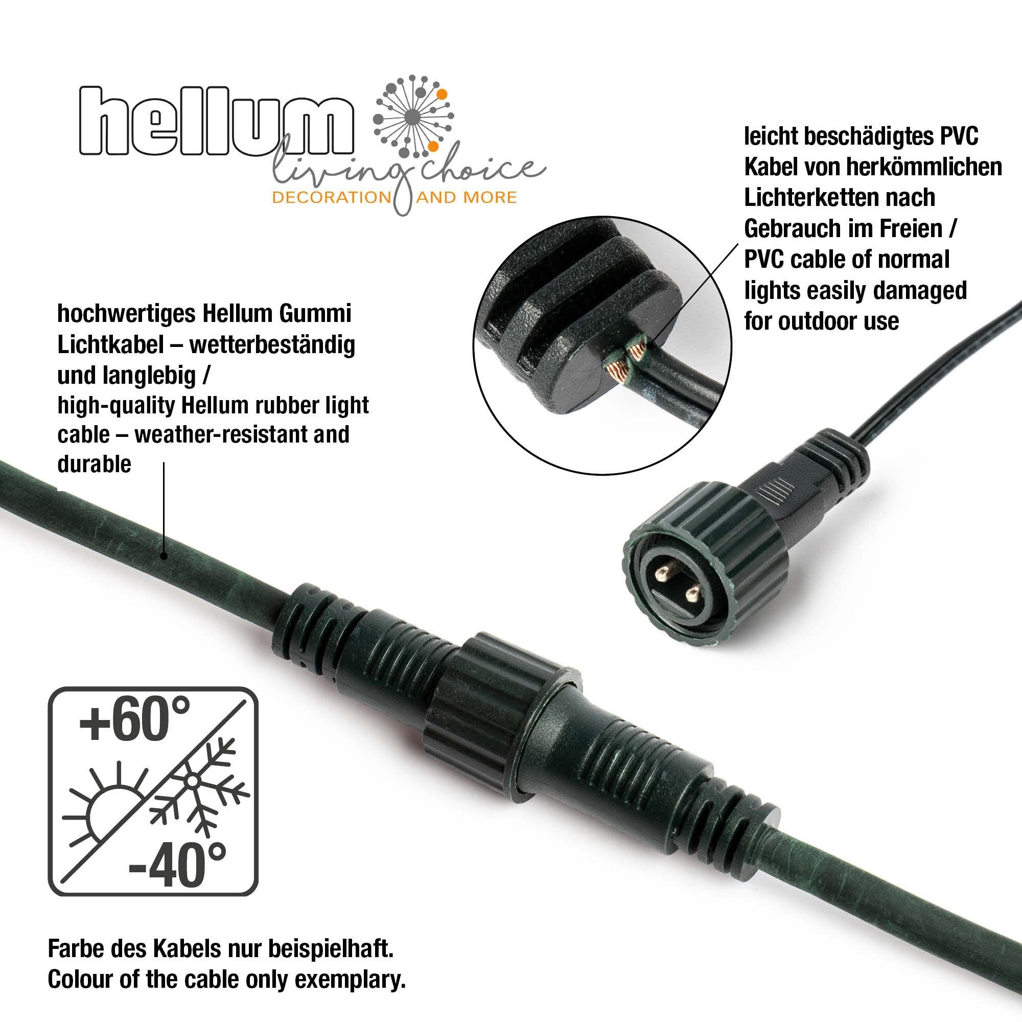 hellum LED Lichterkette Vorhang Außen, verlängerbar Lichtervorhang mit Steckdose, Verlängerung-Set mit 3m Netzkabel, 1,9 * 0,6m 80 LEDs, Kabel weiß Weihnachtsbeleuchtung für Garten, Party 555332