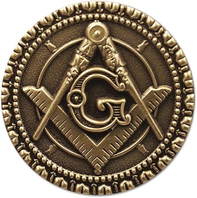 Square & Compass Round Masonic Lapel Pin - [Antique Brass Finish][1 Diameter]