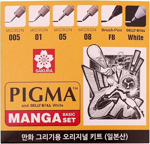 Miniatura 4 de Pm0606 Juego básico para Manga Sakura Pigma (005, 01, 05, 08, FB, Blanco) con Freebie, Multicolor S