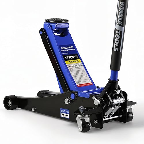 Miniatura 2 de Gato de piso de 2.5 toneladas, gato de piso de carreras de acero de perfil bajo con bomba de elevación rápida de pistones duales, gato de piso