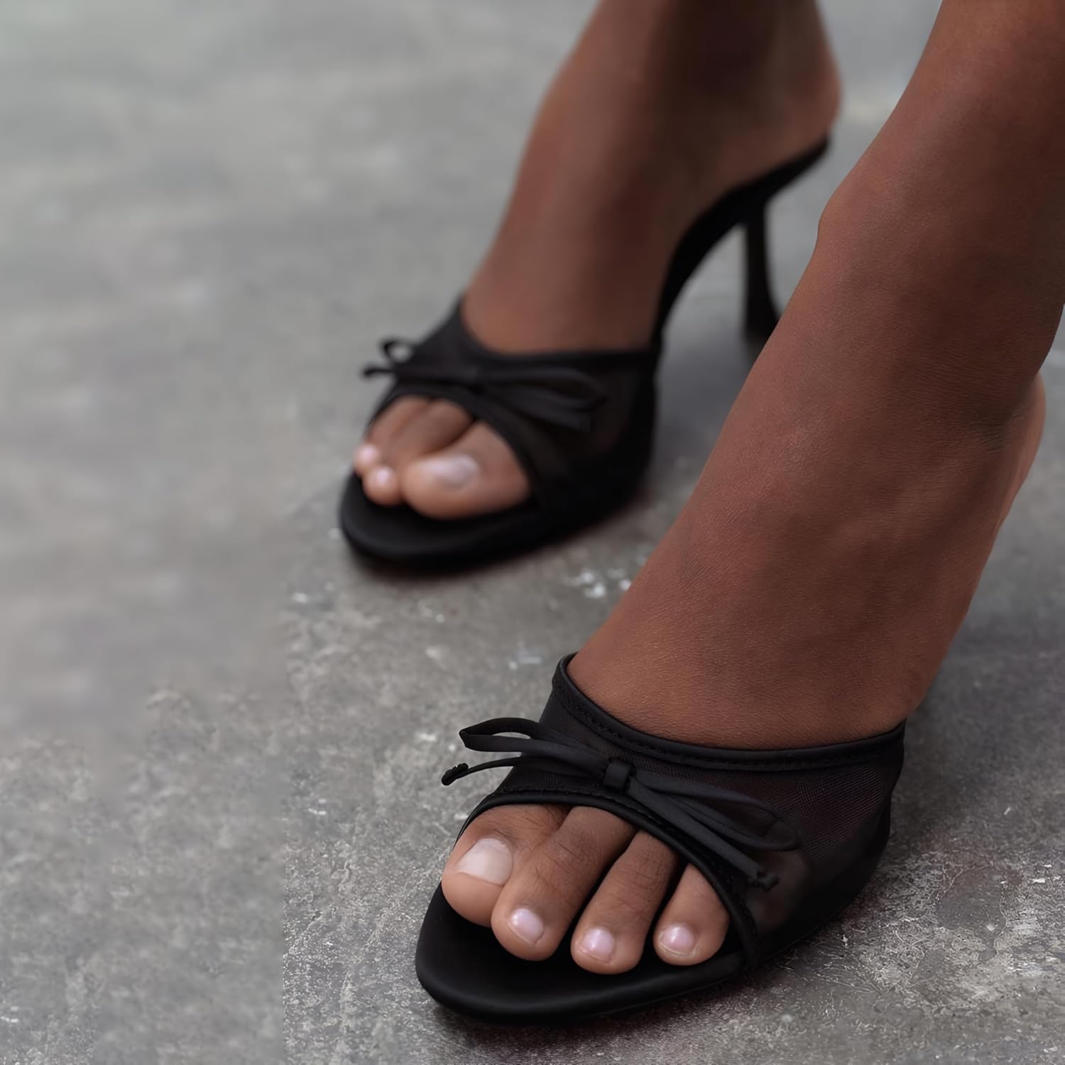 YIYA Women's Leopard Print Mules Heels with Bow Open Round Toe Stiletto High Heels Party Dress Slip On Backless Sandals - Image 3