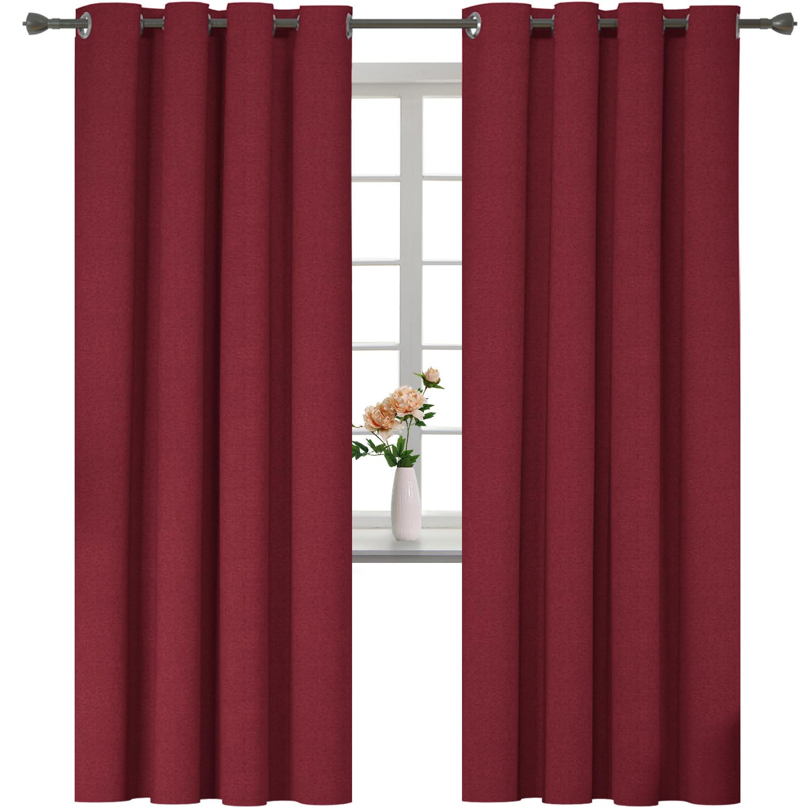 Rideaux occultants thermiques économie d'énergie protection froid et chaleur rouge 215x305cm