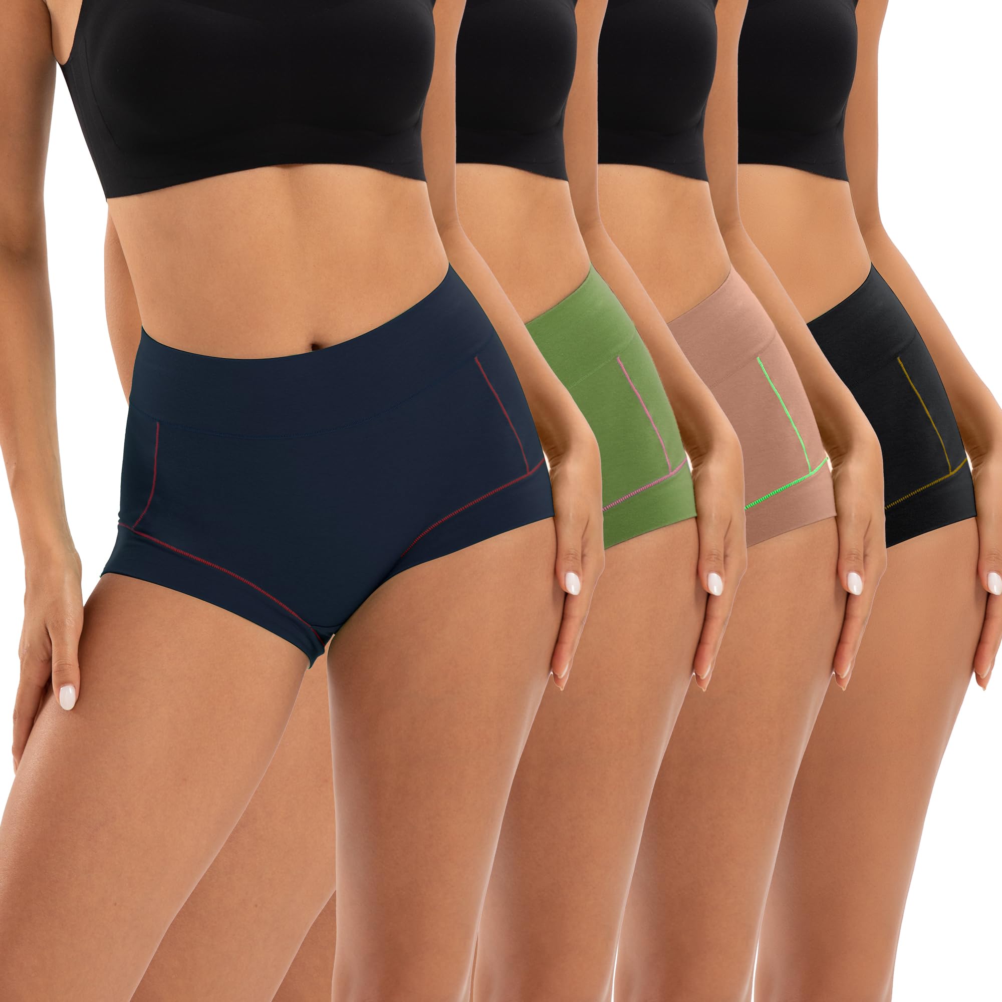 INNERSY Boxer da donna in cotone morbido, traspirante, confezione da 4