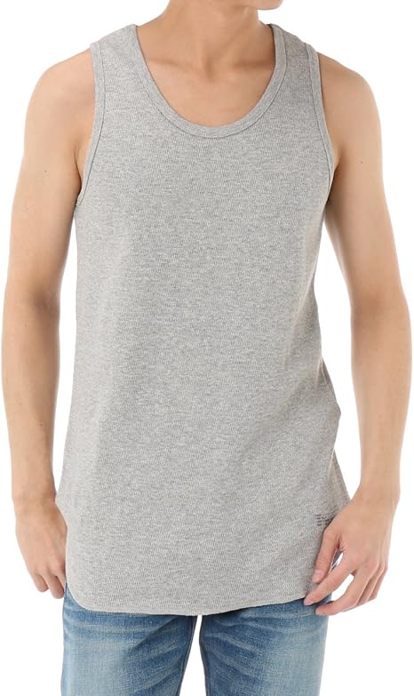 Amazon アズールバイマウジー インナー タンクトップ ハニカム ロング タンクトップ メンズ トップグレー L タンクトップ 通販