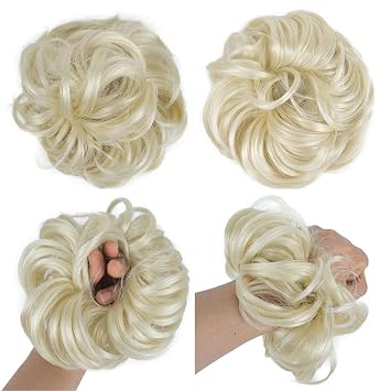 Aimole Messy Scrunchie Bun Hair Accessories Wavy Hairpiece Heat-resistant Synthetic Fibres 613 Blonde