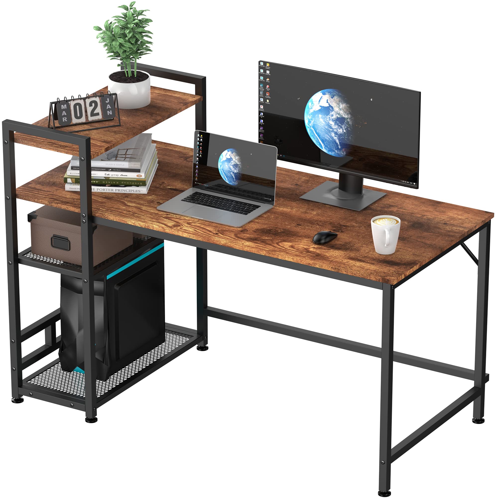 Buy HOMIDEC Computer Desk, Computer Desk with Bookshelf, Study Computer