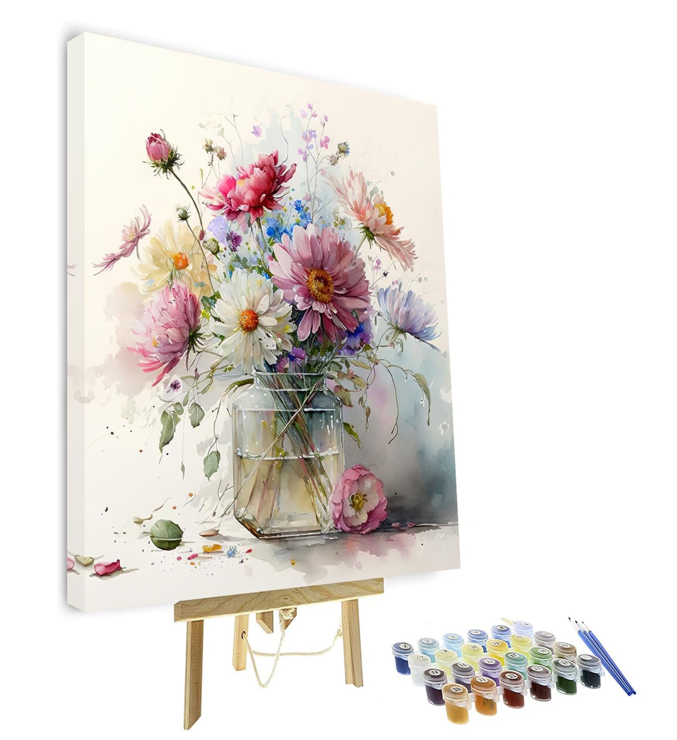 TISHIRON Paint by Numbers for Adults Vase Paint by Number Kits Flowers in a Vase Paint by Numbers for Adults Beginner Colorful Flower Artwork Wall Decor Oil Painting 16"x20" with Frame