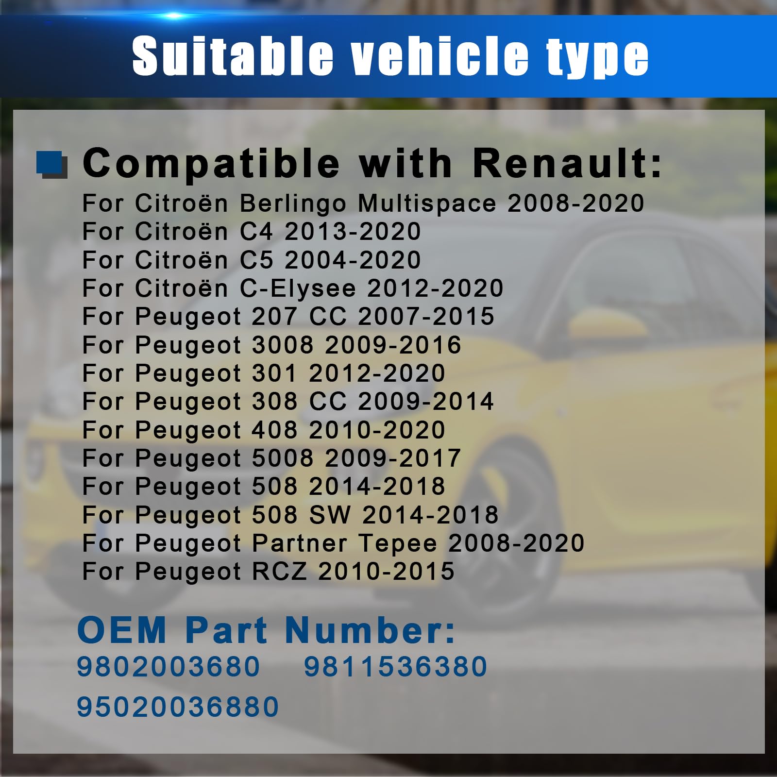 Czujnik ciśnienia w oponach kompatybilny z Citroen Berlingo C4 C5 DS