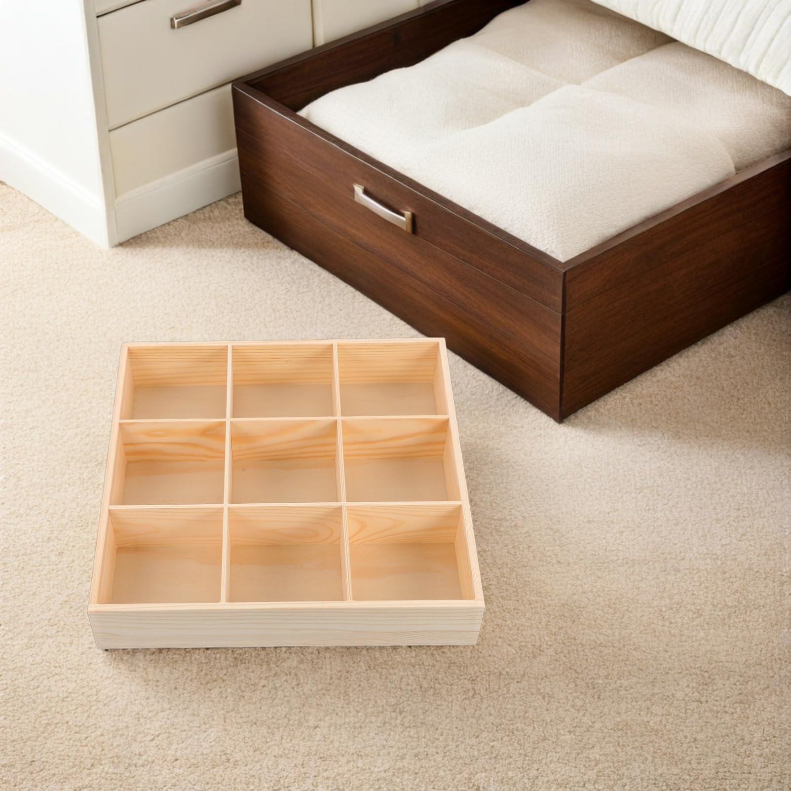 Cabilock Scatola Organizer Multi Scomparto in Legno 2 Pezzi | Cassetti e Guardaroba, Divisori Interni, Uso Versatile e Struttura per Impiego Prolungato