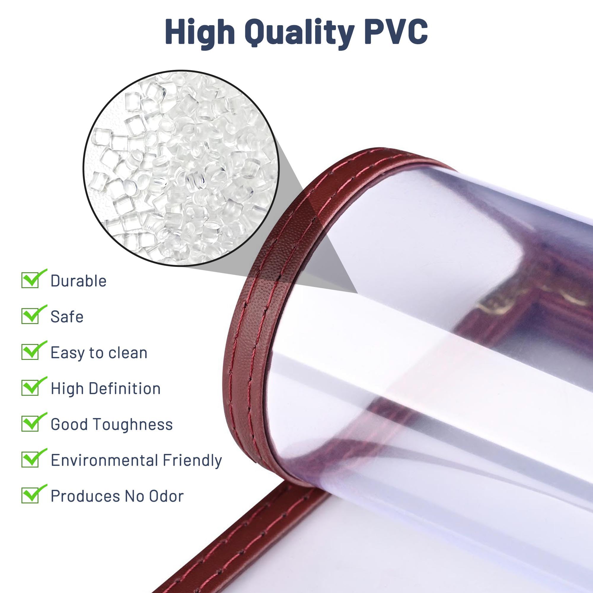 WeChef 30 Pack Restaurant Menu Covers 8.5 x 14" Book Style 3 Pages 6 Views PVC Transparent Restaurant Menu Holder Book Cafe Hotel Bar Burgundy