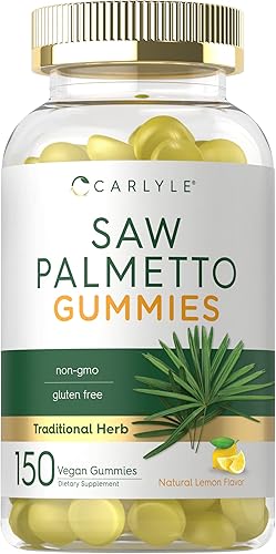 Carlyle Extracto de palma enana americana 480 mg 150 gomitas Suplemento vegano, sin OMG y sin gluten Gomitas naturales con sabor a limón