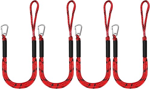 Líneas de muelle elástico para barcos, líneas de amarre marinas, cuerda de barco para acoplamiento con lazo y clip accesorios para moto acuática,