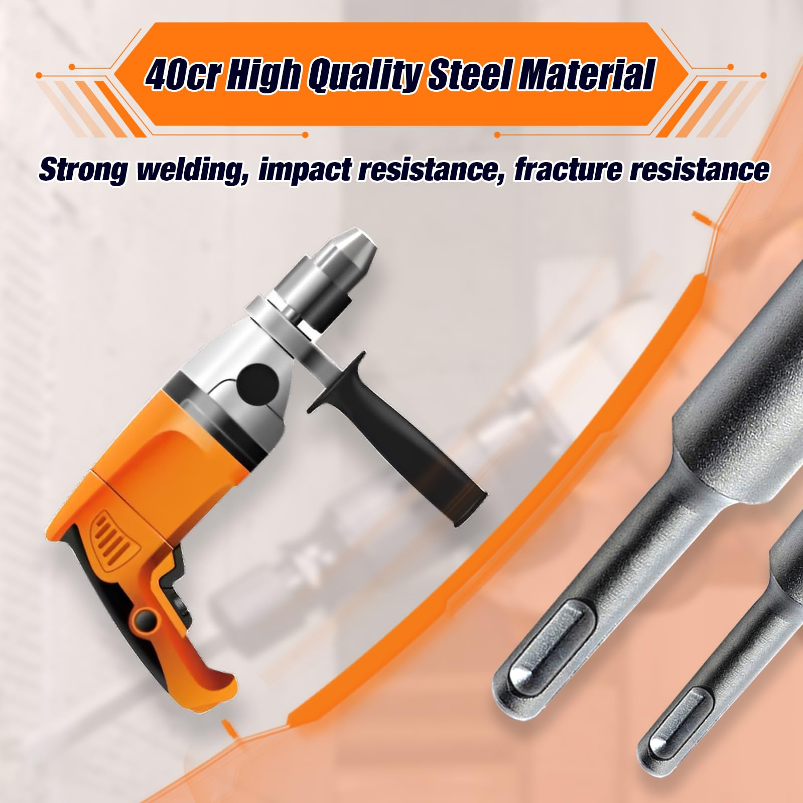 Scalpello SDS Plus, 40cr Elettrico Square Drive Scalpello Elettrico A Martello Punta Da Trapano Quadra Con Gambo Tondo 16 Denti Adatto Per Calcestruzzo Ardesia Ponti Muri Piastrelle Di Granito