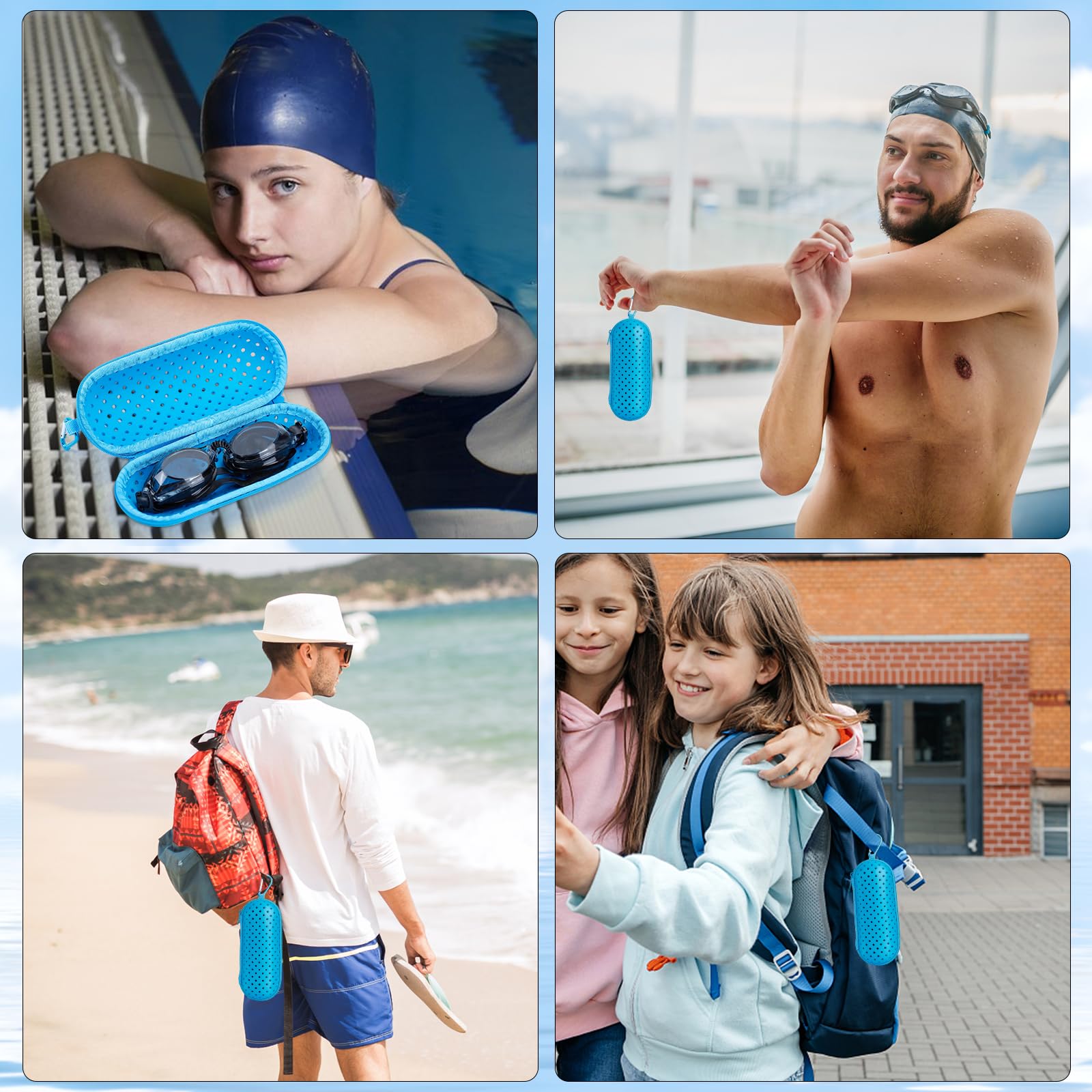 Etui na gogle pływackie na gogle pływackie, etui ochronne na gogle z klipsem, okulary przeciwsłoneczne, gogle, sporty