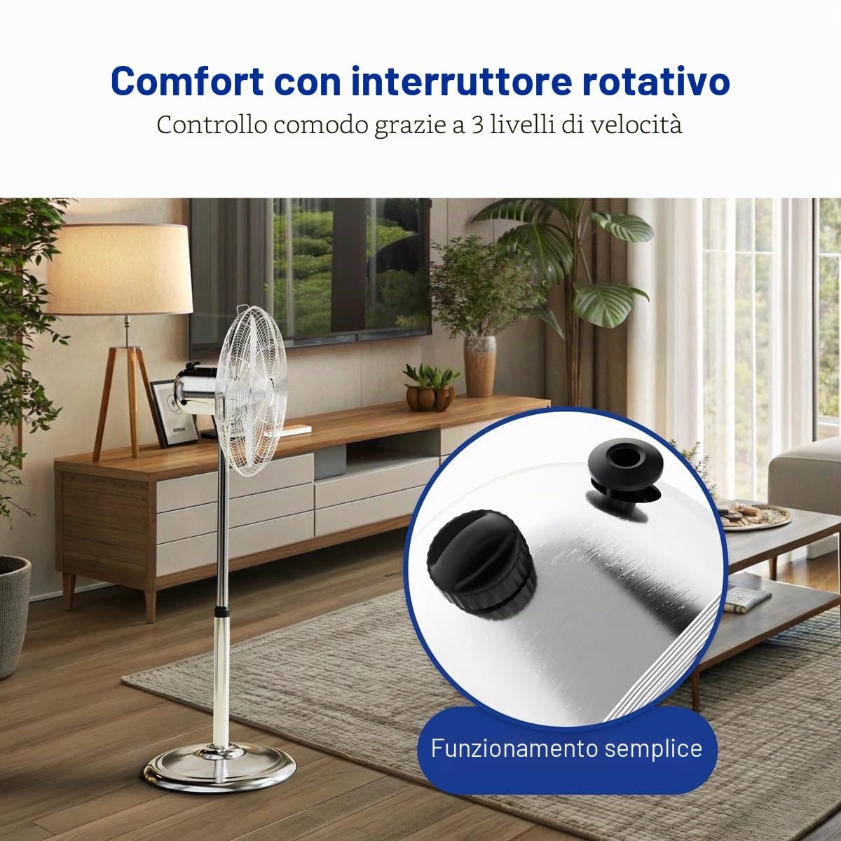 PROFI CARE PC-VL 3064 MS - Ventilatore a piantana in metallo, oscillante, inclinazione regolabile, Ø ca. 40 cm, in acciaio INOX