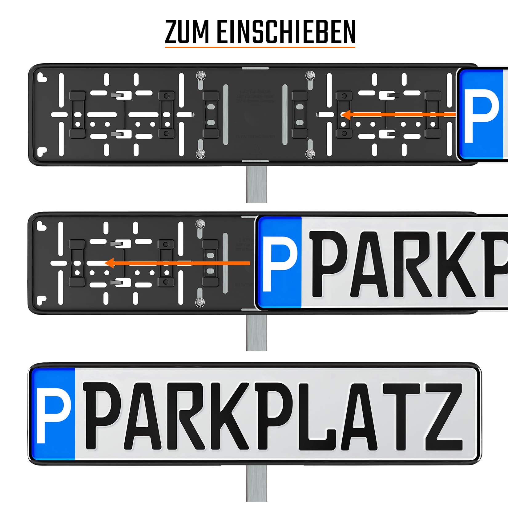 Parkplatzkennzeichen Wunschtext Parkplatzschild mit Halterung zum Einschieben Parkplatz-Kennzeichnung bis zu 17 Zeichen Kennzeichen P-Kennzeichen Schild Wunschprägung Einschlagpfosten Edelstahl