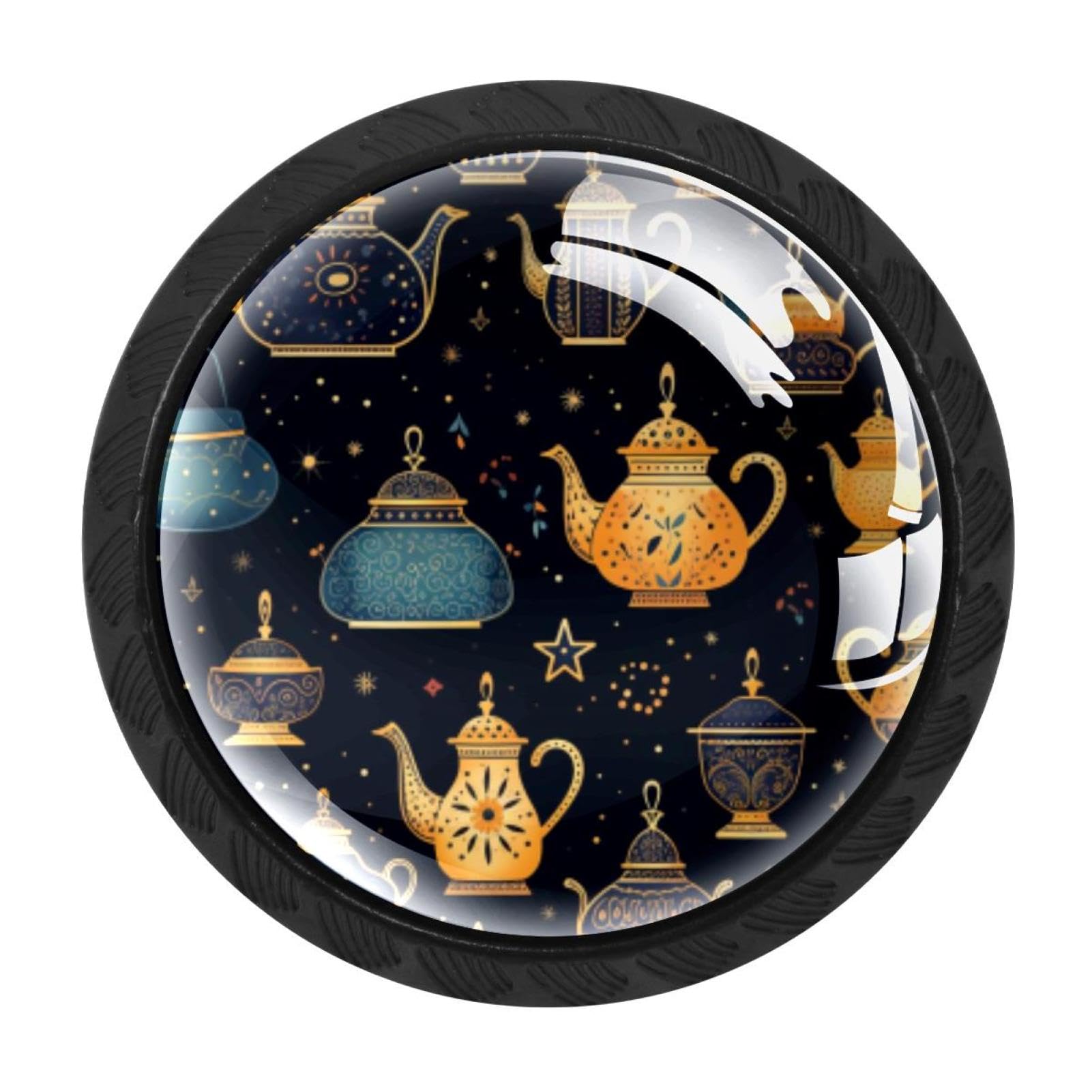 CHENZZZZ 4 Pieces Kitchen Cabinet Drawer Dresser Door Knobs Pulls Handles, Arabian Tea Kettle
