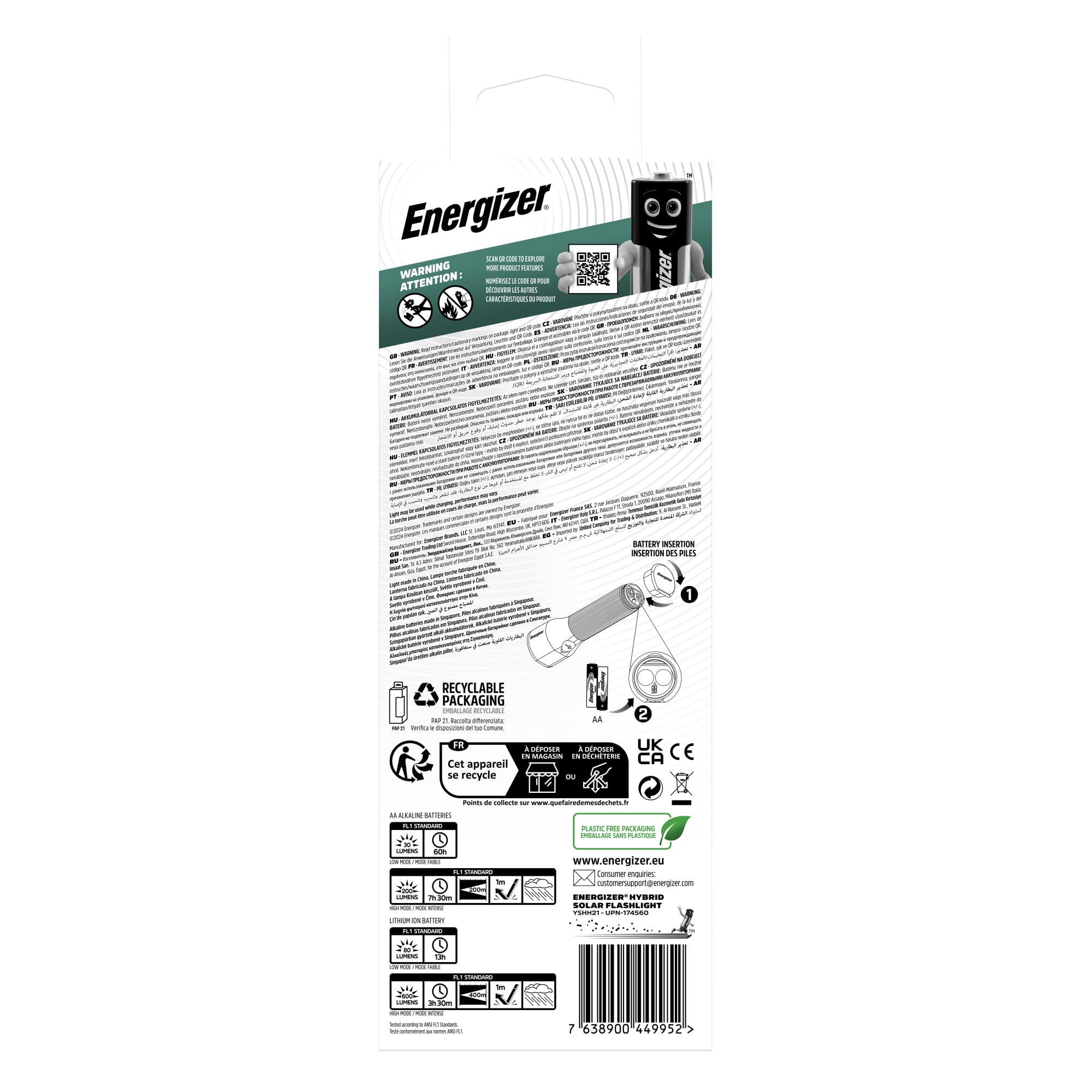 Energizer Hybrid Solar Handheld Flashlight YSHH21, Grey - Image 2