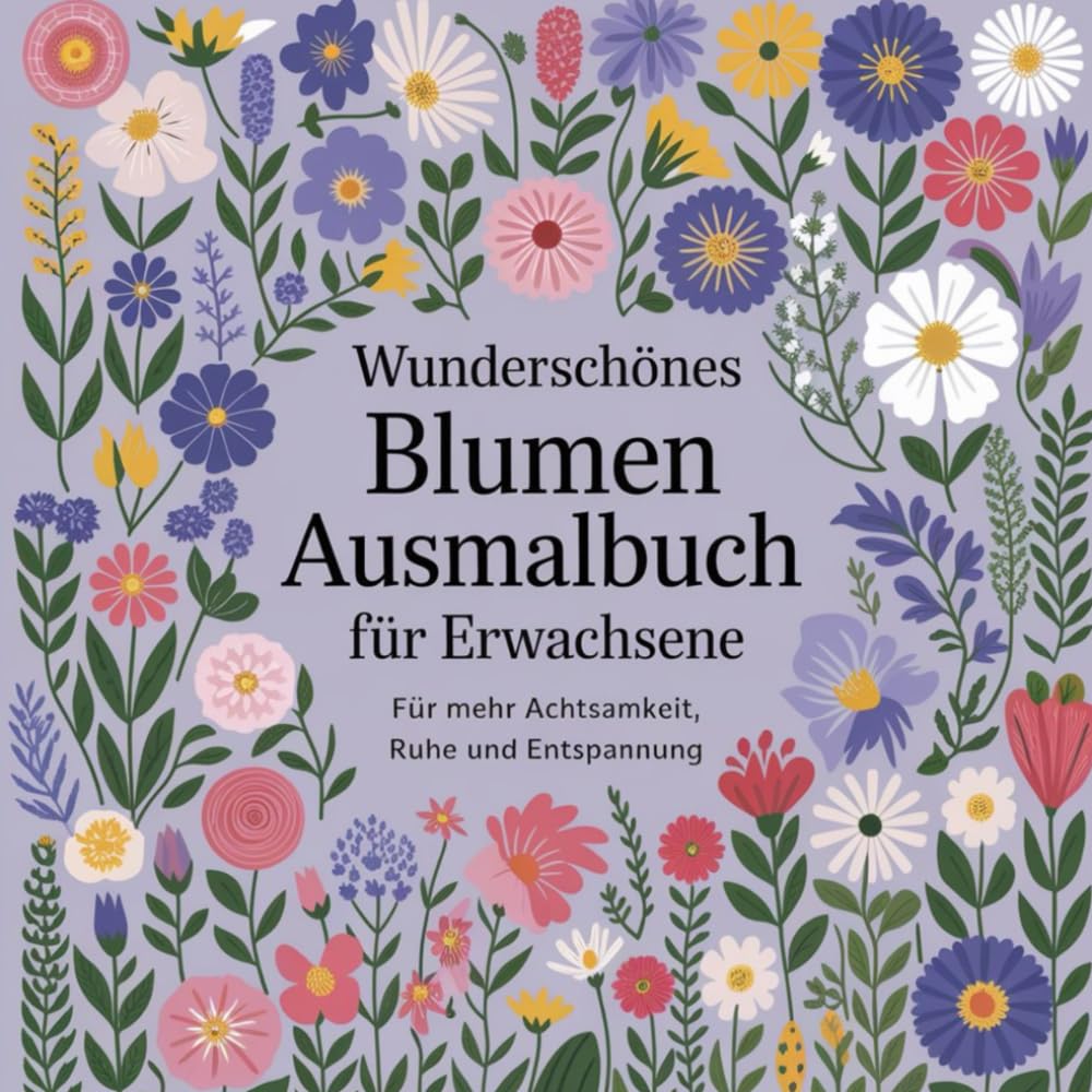 Wunderschönes Blumen Ausmalbuch für Erwachsene - für mehr Achtsamkeit, Ruhe und Entspannung: Deine Unterstützung um Achtsamkeit zu üben, Stress abzubauen und Entspannung zu finden. Kreative Auszeit