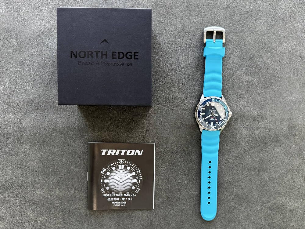 North Edge 2026 Triton Herren Solar Taucheruhr - 300M Wasserdicht, 316L Edelstahlgehäuse, Premium Quarzwerk