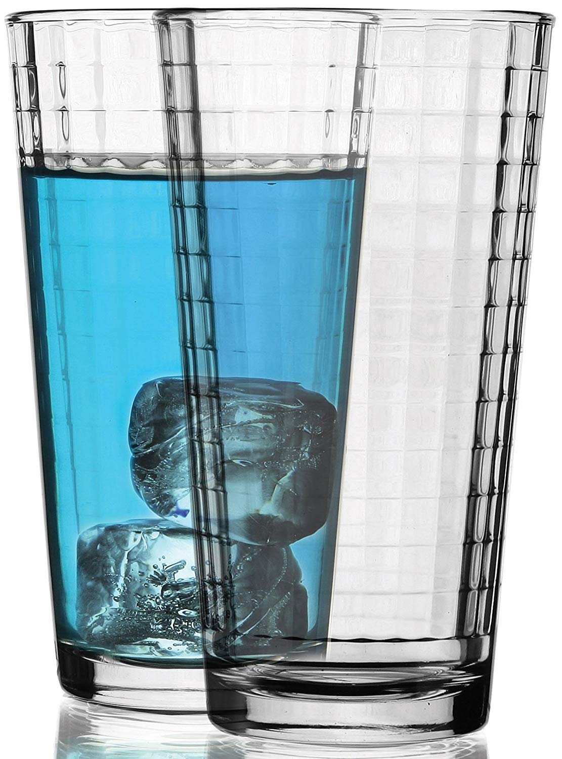 Circleware 40110 Matrix Set of 4-15 7 oz Heavy Base Highball Tumbler Drinking Glasses Entertainment Beverage Glassware Ice