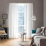 MIULEE 2 Panels Solid Color White Sheer Window Curtains Elegant Window Voile Panels/Drapes/Treatment for Bedroom Living Room (54X84 Inches White)
