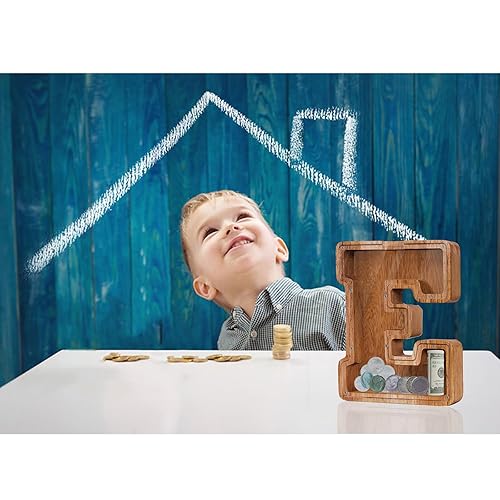 Miniatura 3 de Alcancía de madera grande personalizada para niños, alcancía de letras para niños y niñas, regalo de cumpleaños (S