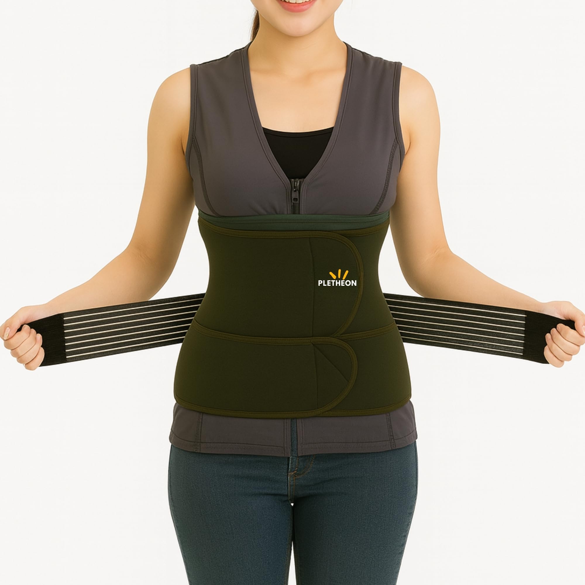 PLETHEON Post Pregnancy Belt For Belly, Waist & Pelvis Slimming belt For After Delivery C-Section Abdomen belt Postpartum Stomach Wrap Abdominal belt (Free size-Green)