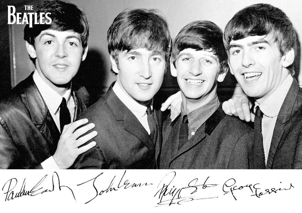 Earthy Tones The Beatles Poster - John Paul Ringo George - Signed - Music Icons Legends - A3 Poster, Print, Picture - Living Room Decor