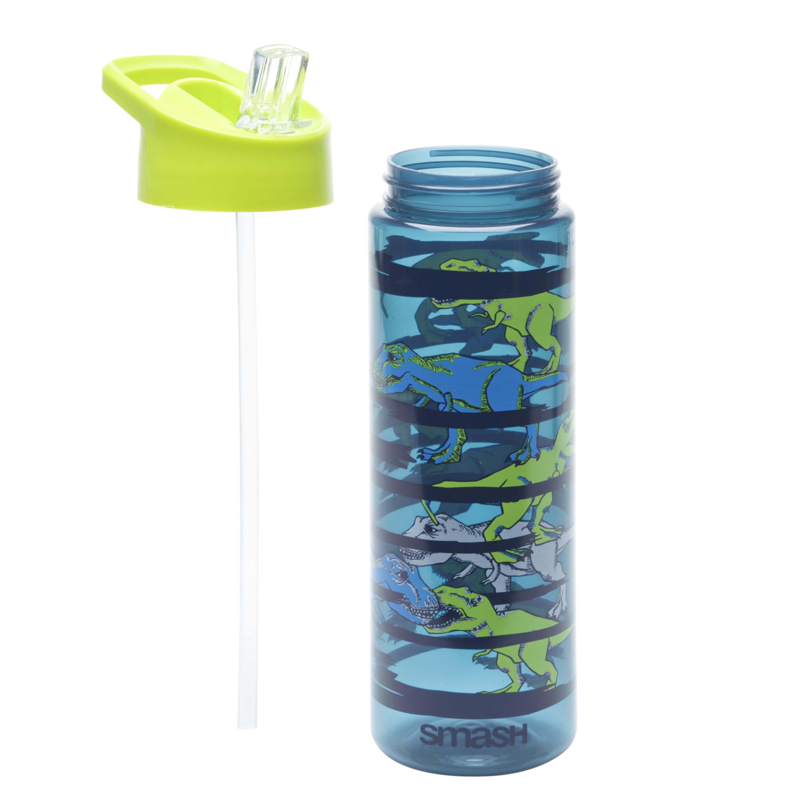 Smash Water Bottle with Straw 700ml - Dinosaur, Dark Blue, 700 ml - Image 2