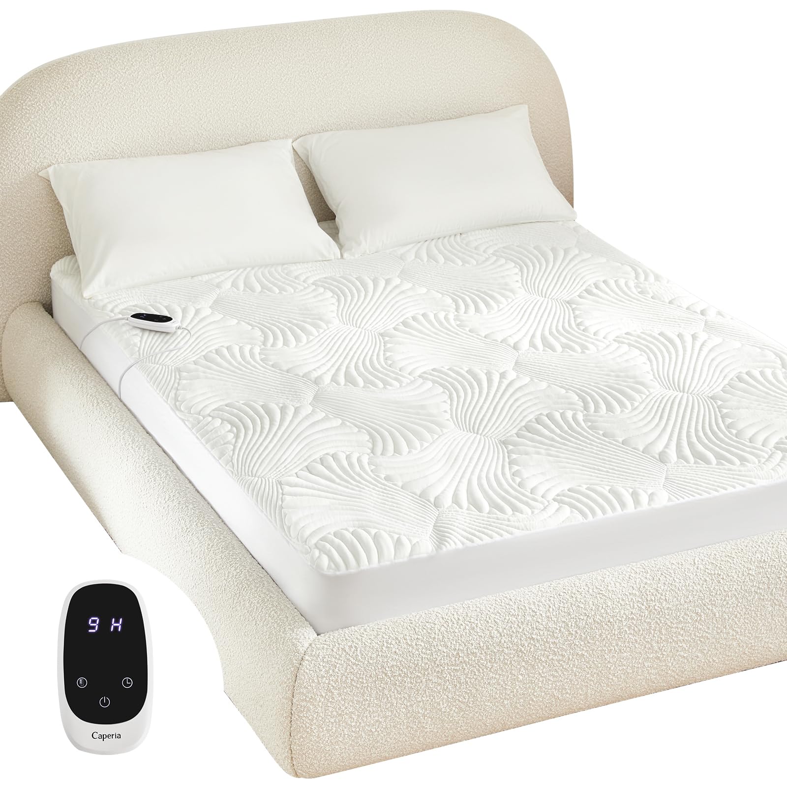 Photo 1 of Caperia Heated Mattress Pad Twin, Electric Mattress Pad Bed Warmer with 9 Heat Settings, Memory Function, 1-12 Hours Auto Off, Deep Pocket, Machine Washable, 39"x 75"