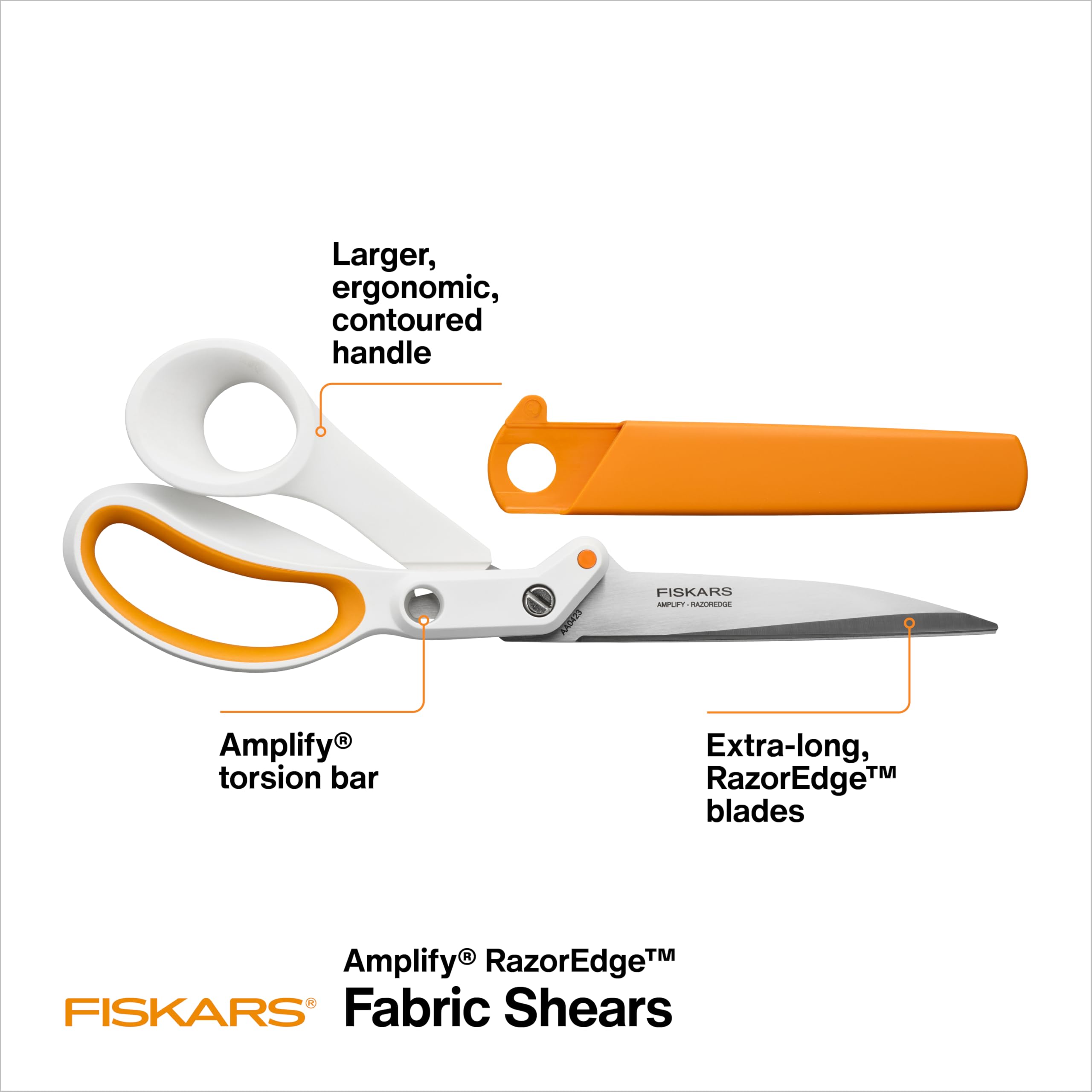 Fiskars Amplify RazorEdge 20,3 cm strapazierfähige Stoffschere mit ergonomischem SoftGrip-Griff, Klingen aus hochwertigem Edelstahl
