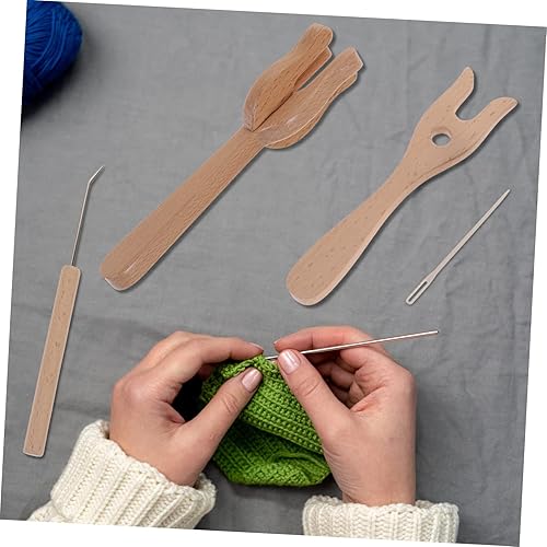 Miniatura 4 de KONTONTY Juego de herramientas de madera para tejer, tenedor de madera, herramientas de tejer, tenedor de ganchillo, herramientas de tejer, juego de