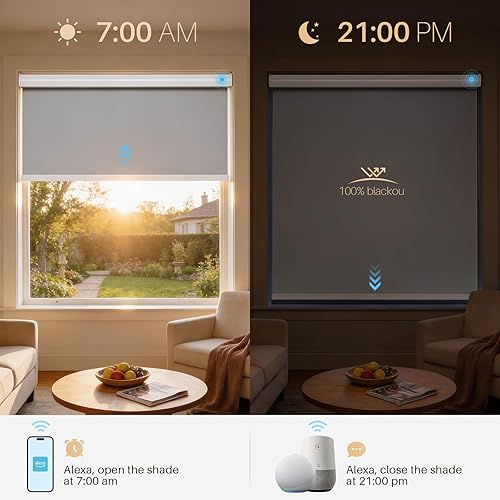 Miniatura 4 de JaeJaes Persianas enrollables motorizadas con control remoto, persianas automáticas de ventana inalámbricas, compatibles con Alexa y Google Home